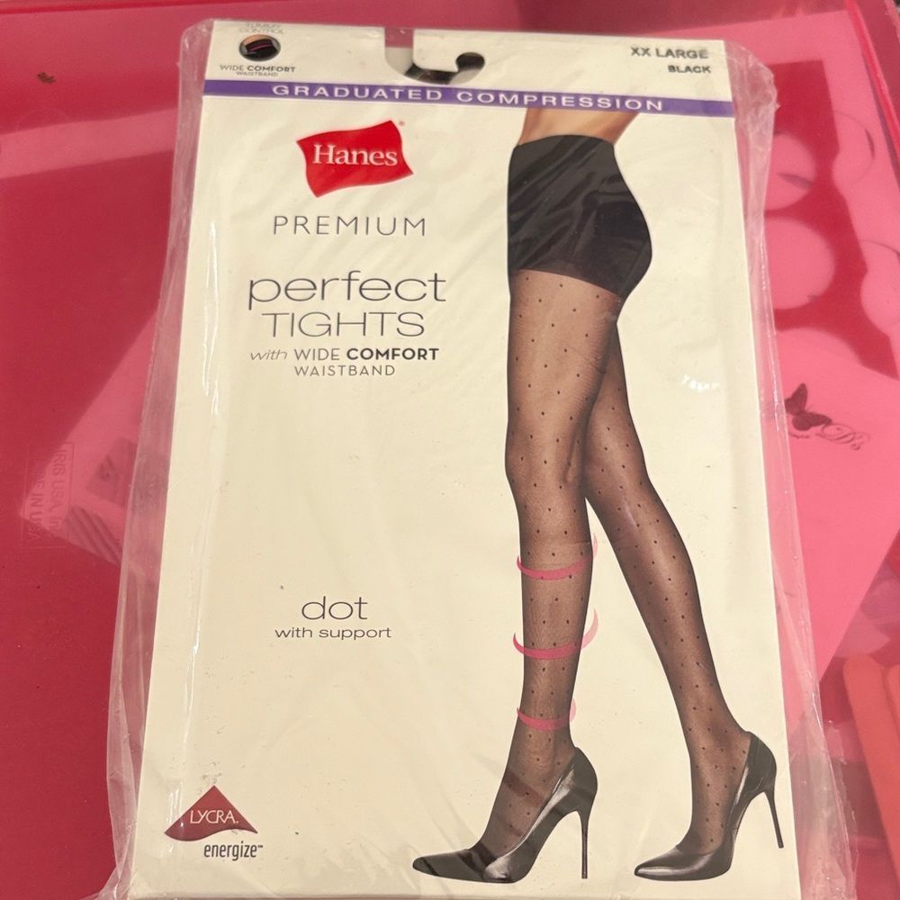 2 pair Hanes‎ Black Graduated Compression Tights